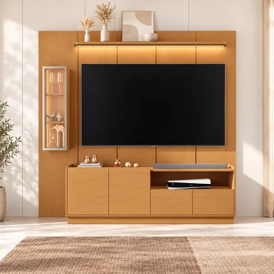 Painel Amadeirado com Vitrine